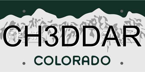 CH3DDAR Colorado License Plate