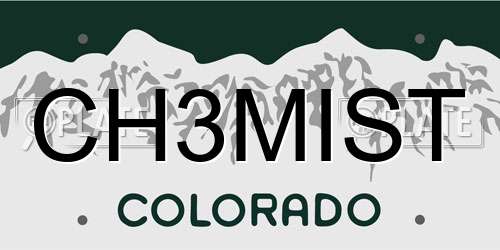 CH3MIST Colorado License Plate