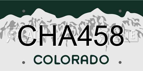 CHA458 Colorado License Plate