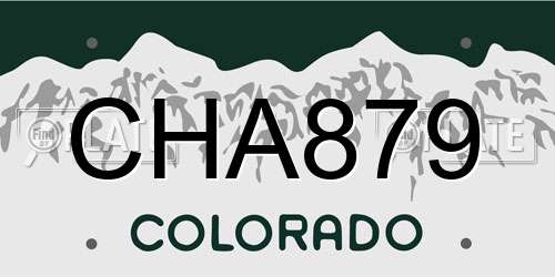 CHA879 Colorado License Plate