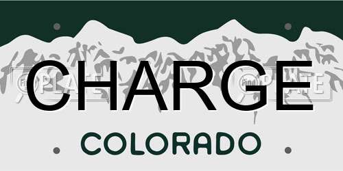 CHARGE Colorado License Plate