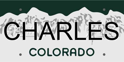 CHARLES Colorado License Plate
