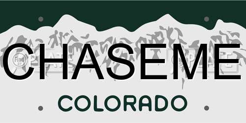 CHASEME Colorado License Plate