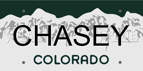 CHASEY Colorado License Plate