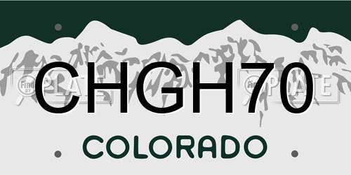 CHGH70 Colorado License Plate