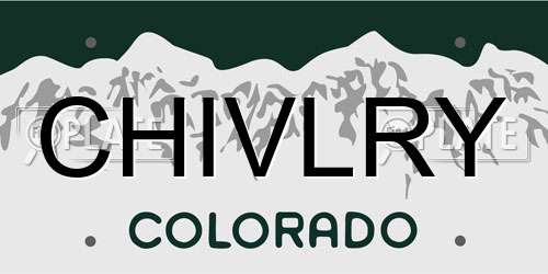 CHIVLRY Colorado License Plate