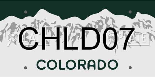 CHLD07 Colorado License Plate