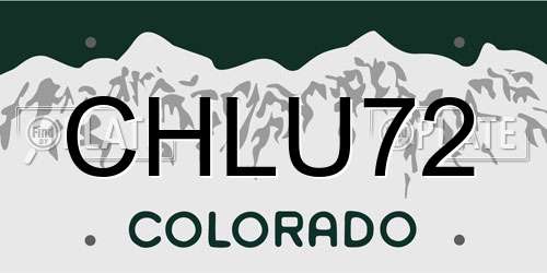 CHLU72 Colorado License Plate