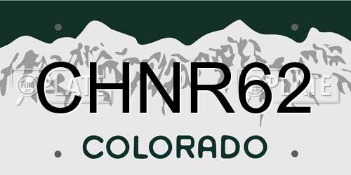 CHNR62 Colorado License Plate