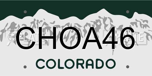 CHOA46 Colorado License Plate