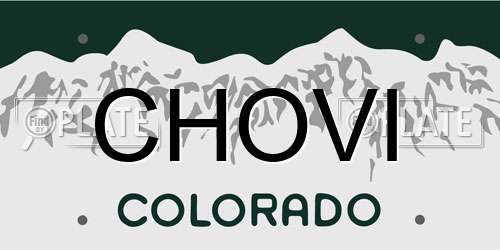 CHOVI Colorado License Plate