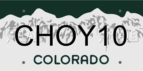 CHOY10 Colorado License Plate