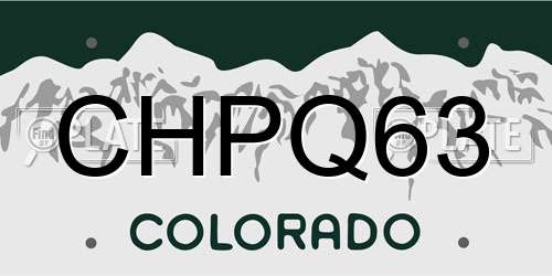 CHPQ63 Colorado License Plate