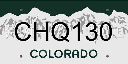 CHQ130 Colorado License Plate