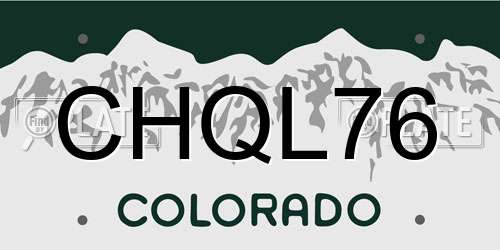 CHQL76 Colorado License Plate