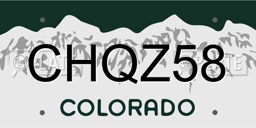 CHQZ58 Colorado License Plate
