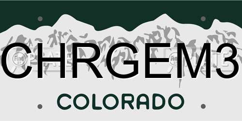 CHRGEM3 Colorado License Plate