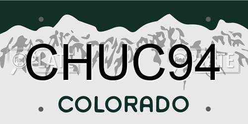 CHUC94 Colorado License Plate
