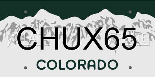 CHUX65 Colorado License Plate