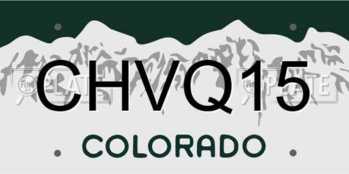 CHVQ15 Colorado License Plate