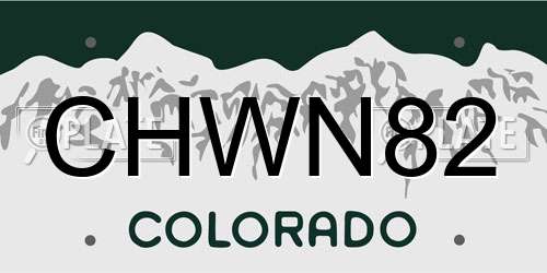 CHWN82 Colorado License Plate