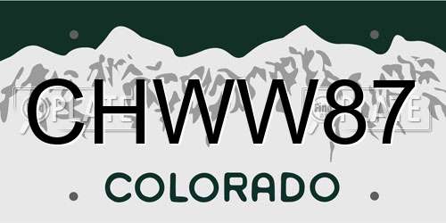 CHWW87 Colorado License Plate
