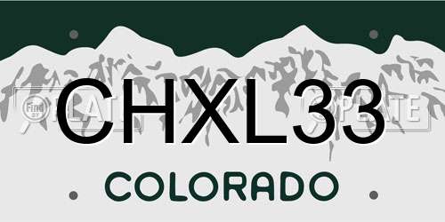 CHXL33 Colorado License Plate