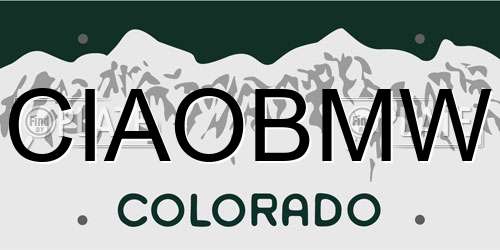 CIAOBMW Colorado License Plate