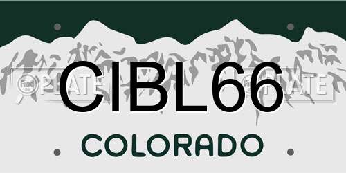 CIBL66 Colorado License Plate