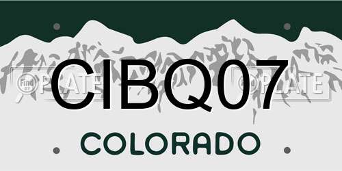 CIBQ07 Colorado License Plate