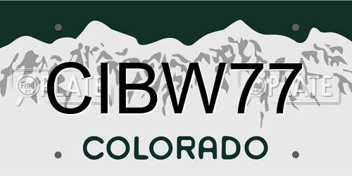CIBW77 Colorado License Plate