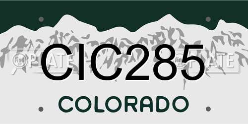 CIC285 Colorado License Plate