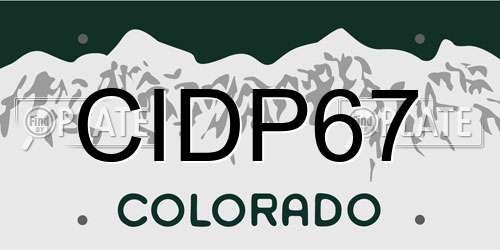 CIDP67 Colorado License Plate