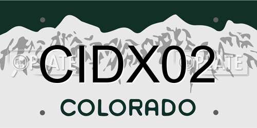 CIDX02 Colorado License Plate