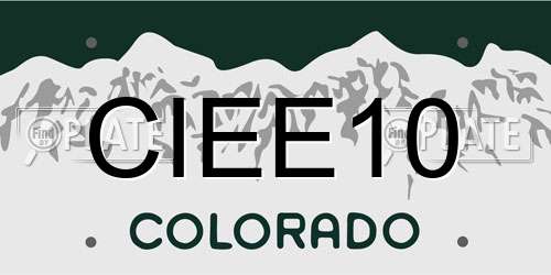 CIEE10 Colorado License Plate