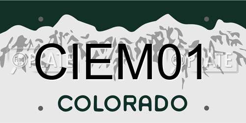 CIEM01 Colorado License Plate