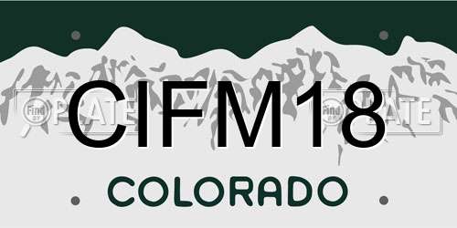 CIFM18 Colorado License Plate