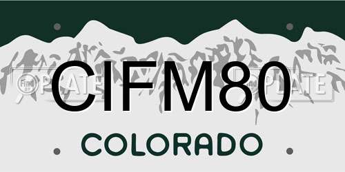 CIFM80 Colorado License Plate