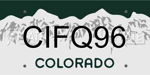 CIFQ96 Colorado License Plate