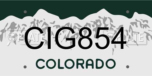 CIG854 Colorado License Plate