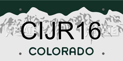 CIJR16 Colorado License Plate