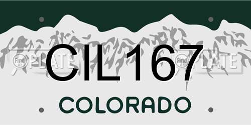 CIL167 Colorado License Plate