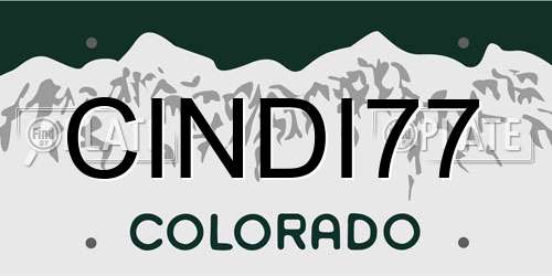 CINDI77 Colorado License Plate