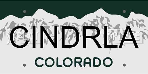 CINDRLA Colorado License Plate