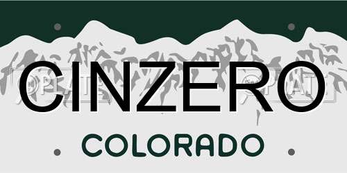CINZERO Colorado License Plate