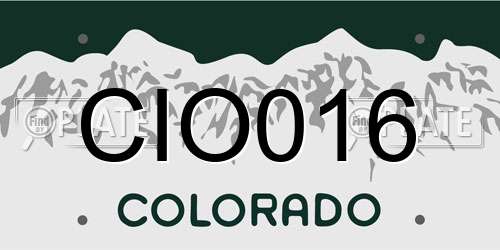 CIO016 Colorado License Plate