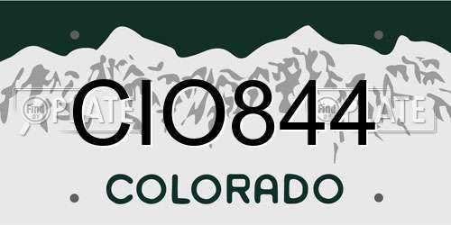 CIO844 Colorado License Plate