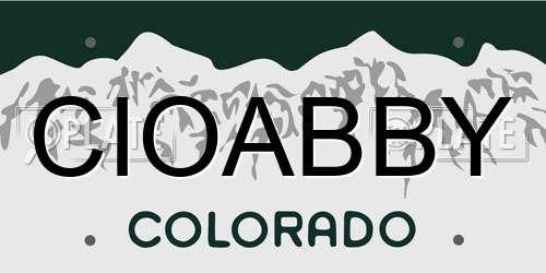 CIOABBY Colorado License Plate
