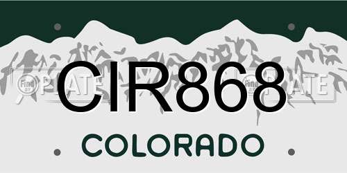 CIR868 Colorado License Plate
