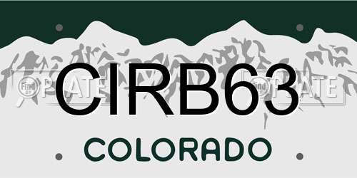 CIRB63 Colorado License Plate